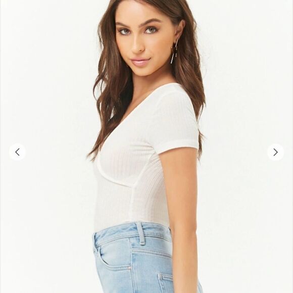 Cream Ribbed Bodysuit  - Picture 2 of 5